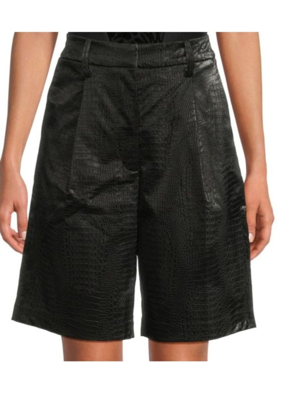 Favorite Daughter The Favorite Short In Black Croc-Embossed Faux Leather Size 29